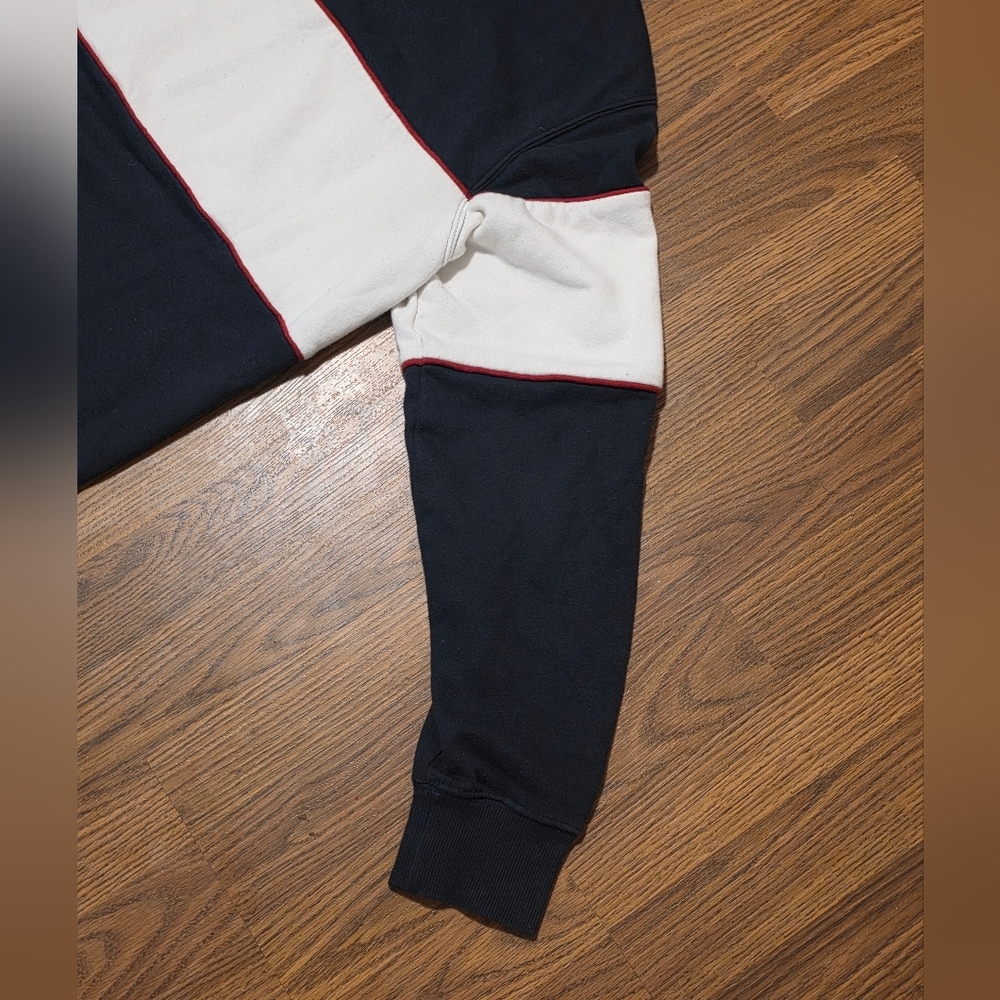 Men’s H&M L.O.G.G. Navy Blue Sweatshirt Large White Stripe Casual NASA Logo D42 - Picture 7 of 8